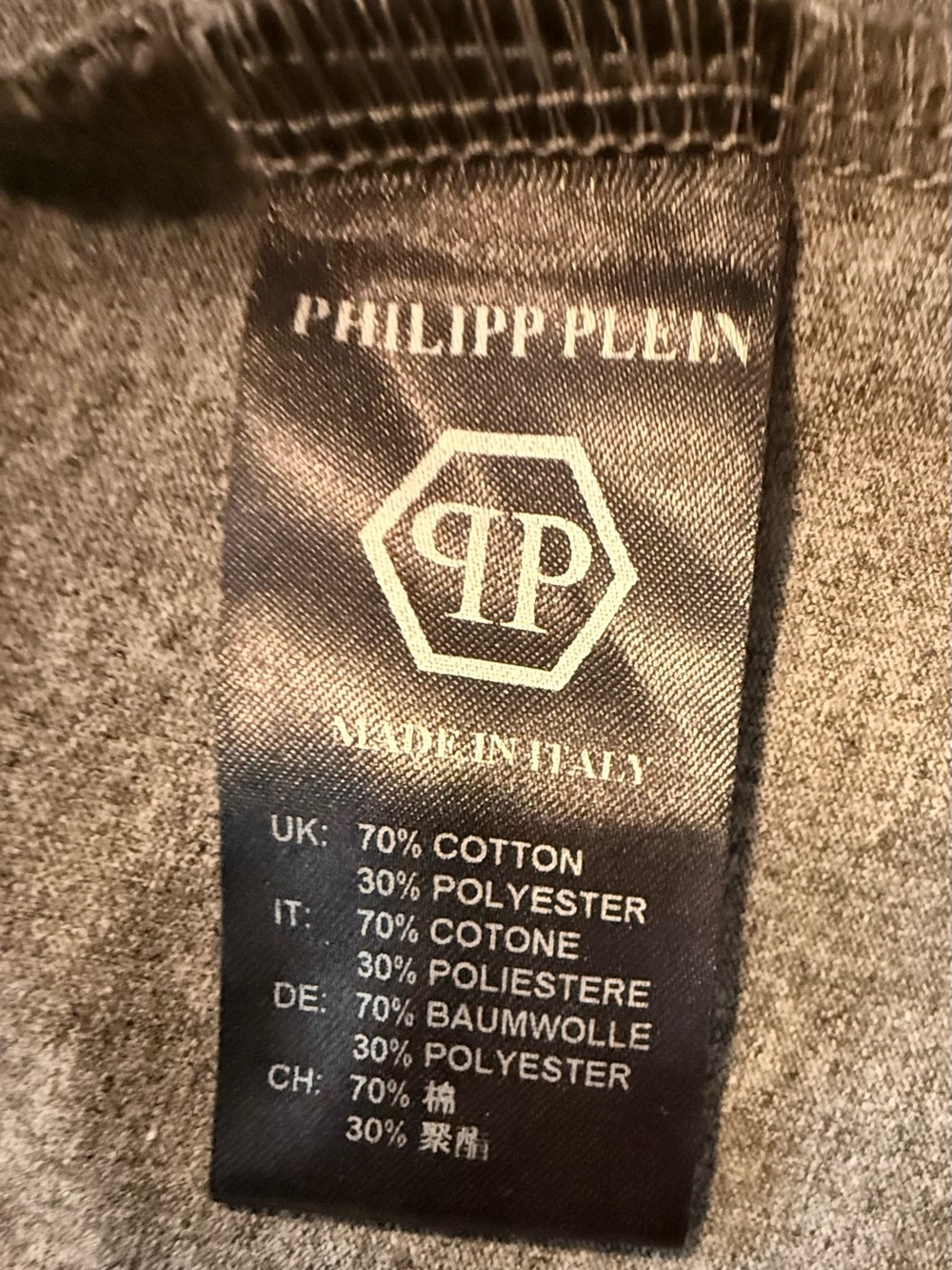 Philipp Plein Men's S Gray Cotton/Poly Logo Graphic Crew Neck Short Sleeve Tee - Picture 7 of 9